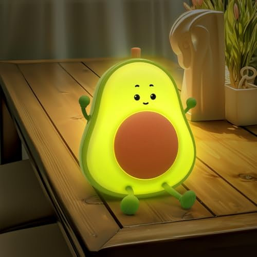 Nachtlicht Avocado, Birnenförmiges Nachtlicht Kinder - Silikon Stilllicht mit Farbwechsel, Dimmbar Touch für Kinderzimmer als Schlaflicht oder Deko Geburtstagsgeschenk (Grün)