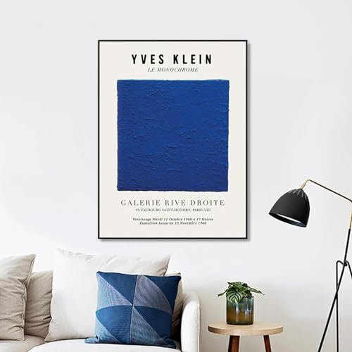 BPJSTU Yves Klein Kunstdruck, Klein Blue Monochrome Artwork Ausstellungsplakat, Galerie Wandkunst, Leinwandgemälde für Heimdekoration, 70 x 100 cm, rahmenlos