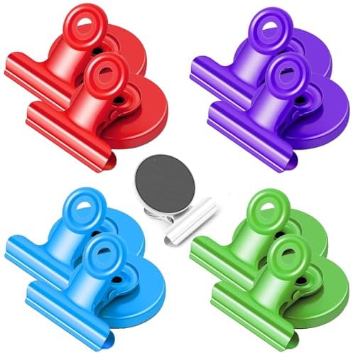 8 Pack Magnetic Clips, Colorful Fridge Magnets Clips, Strong Clips with Magnet, Whiteboard Magnet Clips Strong, Strong Magnet Clips for Kitchen, Home, Office, School, Whiteboard, Fridge