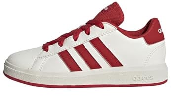 adidas Unisex Kinder Grand Court Lifestyle Tennis Lace-Up Shoes Schuhe, Off White/Collegiate Red/Core Black