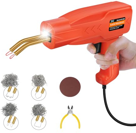 150W Kunststoff Schweißgerät, Kunststoff Reparatur Set, Kunststoffschweißmaschine Auto Stoßstangen Reparaturset, 800 Stück Schweißnägel für Große Oder Gebogene Risse, Risse in Innen/Außenecken