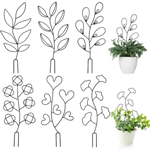 MOAMUN 6 Rankhilfe Zimmerpflanzen Rankgitter Metall, Pflanzenhalter Rankhilfen Monstera Rankhilfe, 39.9CM Kleine Pflanzen Rankhilfe Pflanzenstütze für Rebe Efeu Rose Pflanze Spalier (Schwarz)