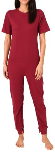 Normann Care Damen Pflegeoverall Kurzarm Schlafanzug mit Langen Bein und Reißverschluss am Bein
