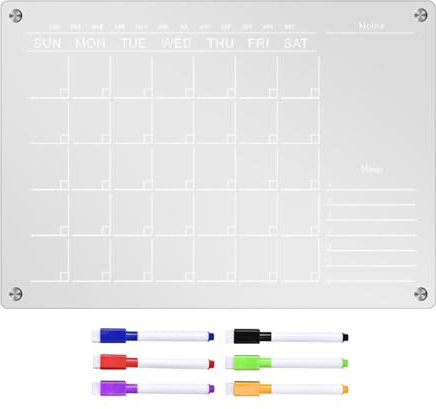 Magnetischer Wochenkalender - Wochenplaner Planungstafel Acryl klar abwischbar | Monatsplaner Kalender, Whiteboard t