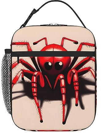 Isolierte Premium-Lunch-Tasche für Damen und Herren, große Lunchbox, wiederverwendbare Lunch-Tragetasche, auslaufsicher, Kühlbehälter, niedliche kleine rote Spinne, Lunch-Taschen für Büro, Reisen,