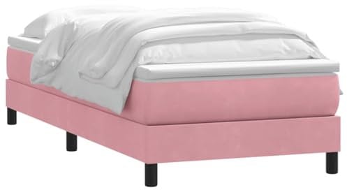 vidaXL Boxspringbett mit Matratze Rosa 80x220 cm Samt