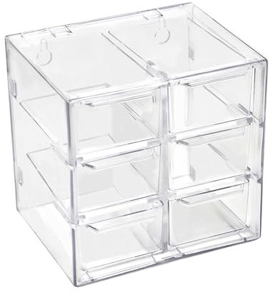 Transparent Storage Drawer Cabinet Small Plastic Desk Storage Organiser with 6 Drawers, Desktop Craft Drawer Organizer Box, Mini Stackable Clear Caddy forStoring Lipstick Jewelry DIY Parts