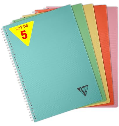 Clairefontaine 327116Cpack - Linicolor cahier reliure intégrale 21x29,7cm 180p séyès assortiment ESSENCE - PAQ DE 5