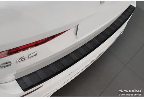 Avisa Matt-Schwarz Edelstahl Heckstoßstangenschutz kompatibel mit Volvo XC60 II 2017-2021 & FL 2021- incl. R-Design & Plug-in-Hybrid 'Ribs', Mattschwarz