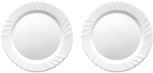 Acan Tradineur - Pack de 2 fuentes redondas llanas, modelo Ebro, vidrio opal, ideal para servir postres o aperitivos, aptas para lavavajillas (Blanco - 32 x 2 cm)