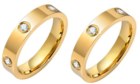 RIXERKOC Liebe Freundschaft Ringe Damen 18K Gold plattiert Edelstahl Versprechen Ring mit Stein Hochzeit Band Schmuck Muttertag Weihnachten Geburtstag Geschenke für Frauen Mädchen