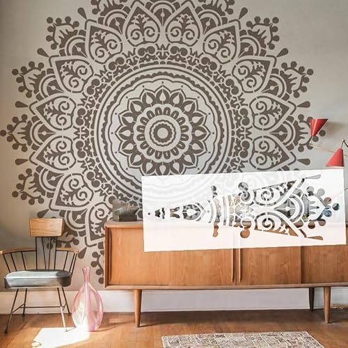 180 cm Mandala Große Riesenblume Runde Schablonen Vorlagen für Wandmalereien zum Malen an der Wand für Dekoration, Stuck, Tragbare Große Dekoration S535
