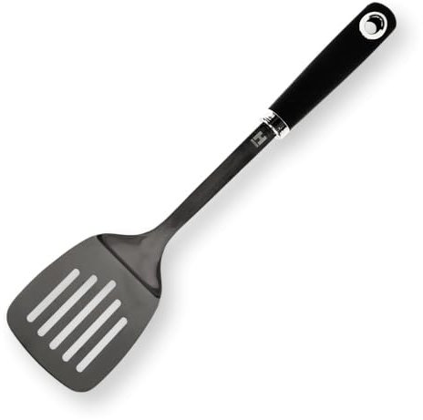 HENSSLERS® Pfannenwender Edelstahl [MIT SCHWARZER TITANBESCHICHTUNG] - Pfannenwender Metall mit Ergonomischem Griff Hensslers Küchenfreund - Bratenwender Hitzebeständig, Robust und kratzfrei