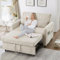 GigaXynium Sofabett mit Schlaffunktion, Zweisitzer-Klappsofa, ausziehbares Design, dreistufig verstellbare Rückenlehne, leicht in EIN Bett verwandelbar (Beige)