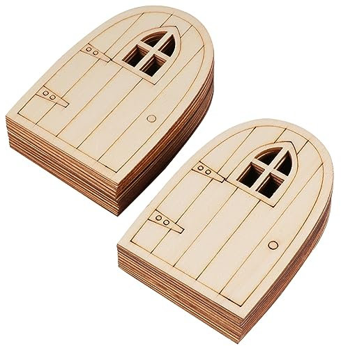 FUNOMOCYA 20pcs Wooden Elf Door Ornaments Fairy Doors for Garden Trees Outdoor Garden Decorations