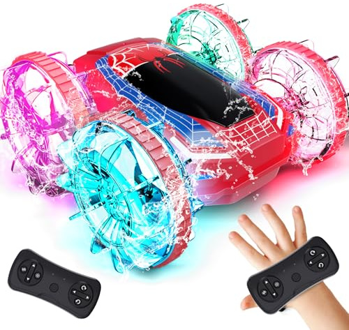 Tecnock Amphibisches Ferngesteuertes Auto Boot, 4WD Gestensteuerung RC Auto mit Magnetischem Laden, 60 Min Laufzeit, LED Lichter, Poolspielzeug für Kinder von 6-12 Jahren, Geschenk für Jungen, Mädchen