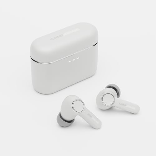 Cambridge Audio Melomania A100 Earbuds - In Ear True Wireless Headphones with Adaptive Active Noise Cancelling, aptX Lossless Bluetooth, Up to 39 Hour Battery Life with Charging Case - White