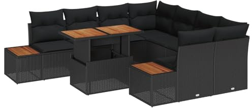 vidaXL Garten-Sofa-Set 9 STK. Schwarz Poly Rattan