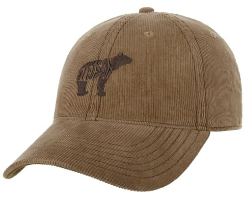Stetson Embroidered Bear Corduroy Baseball Cap 6 Panel Strapback Mens Spring Summer Autumn Winter Brown