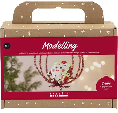 Mini Craft Kit Modelling, Heart-Shaped Christmas Figure, Assorted Colours, 1 Pack