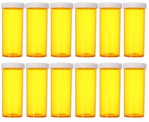 QUMIIRITY 12stücke Leere Tablettenbehälter aus Kunststoff mit Verschluss Medikamentenflaschen Reise-pillenorganizer Spender für Tabletten und Kapseln Orange
