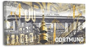 mooments® Leinwandbild vom Ruhrpott Dortmund - Leinwand im Querformat, Ruhrpott-Bild, Leinwand Ruhrpott, Bilder Dortmund, Wohnzimmer Bild (60 x 30 cm)