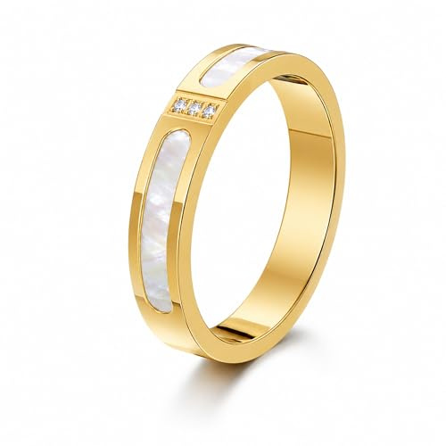 MIYUEFAN Ring Gold für Damen, 14K Vergoldete Damenring mit Zirkonia Edelstahl Verlobungsring Eheringe Engagement Daumenring Schmuck Geschenk für Frauen