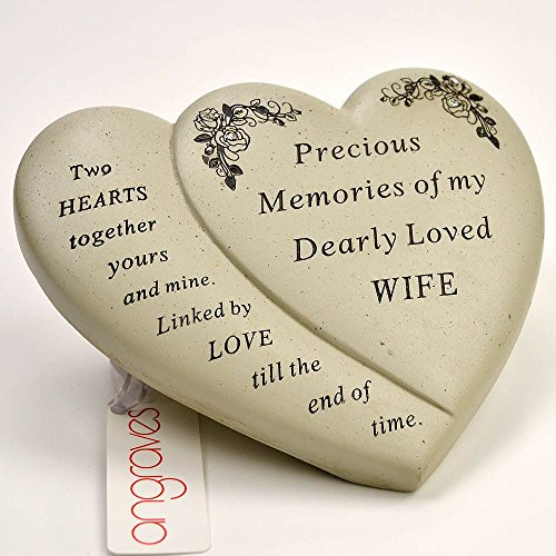 Angraves Wife Double Heart Flower Graveside Memorial Ornament Verse Plaque