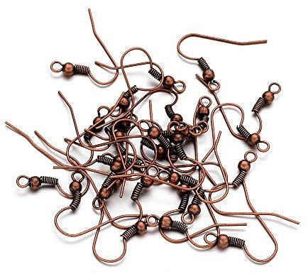 L'attrape-rêve - Ganci per orecchini in metallo senza nichel, senza piombo e Cadmio, colore: rame, lunghezza: 18 mm, 1 set di 100 pezzi