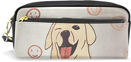 Mnsruu Federmäppchen mit süßem Labrador-Motiv, PU-Leder, für die Schule, Stifttasche, Make-up-Tasche für Studenten, Mädchen, Jungen