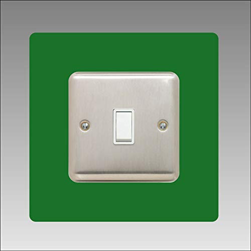 Single Light Switch Surround | Square | Acrylic Back Panel or Finger Plate | Plug, Font Colour:Dark Green
