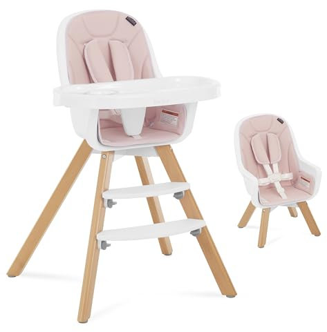 Evolur Zoodle 3in1 Hochstuhl I Booster Fütterungsstuhl I Modernes Design I Kleinkindstuhl I Abnehmbares Kissen I Verstellbares Tablett I Baby, Säugling und Kleinkind in Rosa