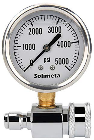 Solimeta 2-1/2 Pressure Washer Gauge Kit, 3/8 Quick Connect, 5000 psi, Liquid Filled