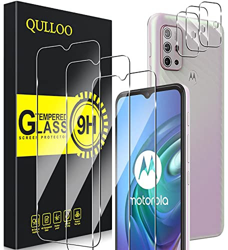 QULLOO Schutzfolie für Motorola Moto G10 / Moto G30 [3 Stück] + Kameraschutz [3 Stück], 9H Härte folie HD Displayschutzfolie Anti-Kratzen Schutzglas