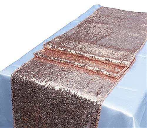 1pcs Gold Rose Gold PEQUIN Tableau de table pour la table de fête Mariages Mariages Table de décoration de la table pour la maison (Color : Rose Gold, Size : 12x108inch 30x275cm)