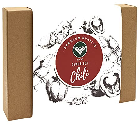 Azafran Chili Gewürze Set - Geschenkset mit 4 scharfen Gewürzen - Hot Chili Box
