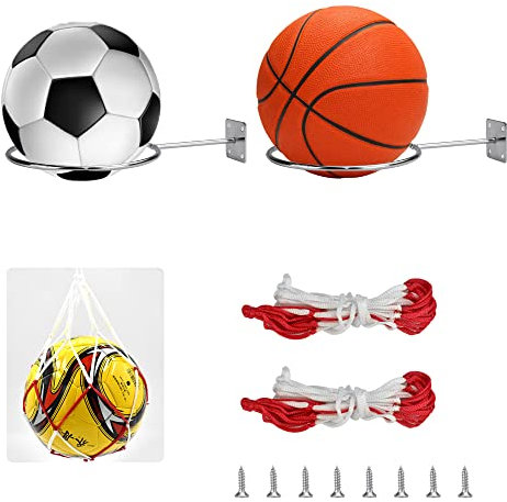 ANTHYTA 2 Stücke Ball Wandhalterung Ball Halterung Universales Wand Metall Ball Halter Ballhalter Wandmontage Ball Rack Regal Wandhalterung für Aufbewahrung Basketball Fußball Volleyball Übung