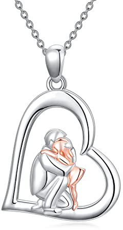 enjoylifecreative Tochter Kette von Papa Mama Sterling Silber Vater Tochter Geschenke, Herz Liebe Anhänger Schmuck für Tochter