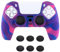eXtremeRate PlayVital Funda de Silicona para ps5 Mando - Cubierta Protectora con 6 Tapas de Joysticks, Impermeable, Resistente y Antideslizante, Funda de Goma Suave, 3D Tachonado (Rosa Violeta Azul)