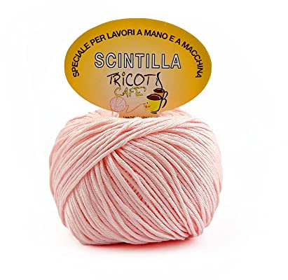 Tricot Cafè Scintilla - Filato in Puro Cotone Supermercerizzato, Antipilling e Gasato - Ideale per Maglieria e Uncinetto - Ferri/Uncinetto 3.50/4.50mm - Gomitolo da 50g(113m) - Rosa Antico 37, 1 Pezzo