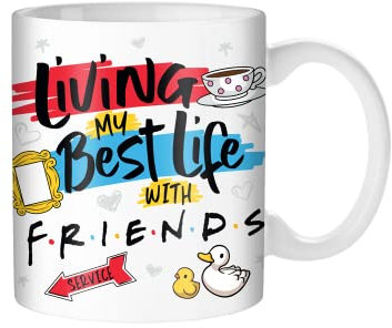 Silver Buffalo Friends Living My Best Life Tasse à café en céramique 591 ml