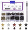 Swpeet 176 piezas de 5 colores de 0.47x0.23 pulgadas,12x6 mm remaches de estrella con perforador de 2.5 mm, remaches de ropa, remaches de cuero y púas para manualidades de cuero