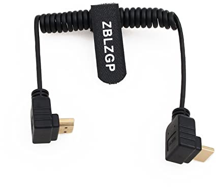 ZBLZGP 8K HDMI to HDMI Coiled Cable High Speed Ethernet for Portkeys BM5 Monitor, Laptop, Computer, Camera, Monitor (UP-DOWN HDMI)