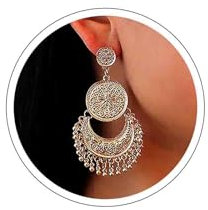 Atentuyi Gold Ohrringe Vintage Zigeuner Ohrringe Jhumka Jhumki Ohrringe Filigran Baumeln Tropfen Ohrringe Antike Traditionelle Tempel Ohrringe Boho-Schmuck Für Frauen Und Mädchen