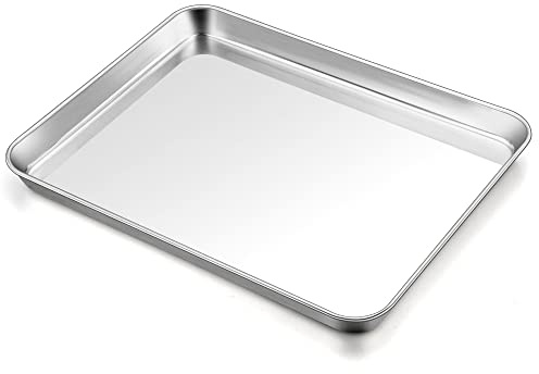 TeamFar Baking Sheet, 17.6’’ x 13’’ x 1’’ Stainless Steel Large Cookie Sheet Baking Tray Pan for Oven, Non-Toxic & Healthy, Rust Free & Heavy Duty, Mirror Finish & Dishwasher Safe