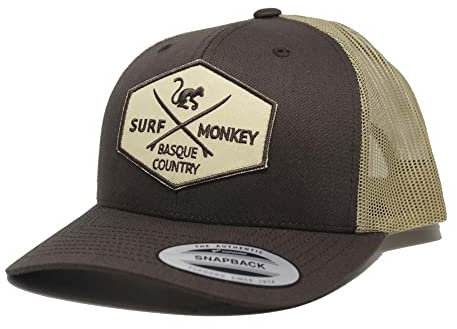 SURF MONKEY Cap Trucker Typ 6P - Gebogenes Visier - verstellbare Snapback Cap - Niedriges Profil, Bonbon/Schwarz, One size
