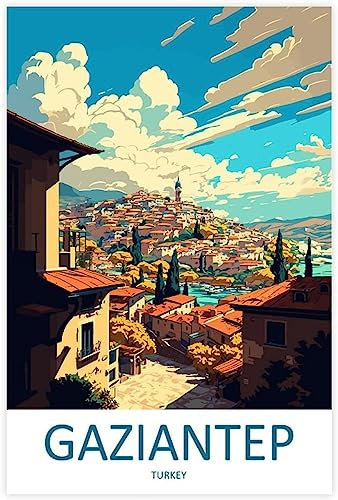 WEYUE Leinwand Poster Gaziantep Vintage-Reiseposter, Leinwand, Heimdekoration, Raumdekoration, Wandkunst, Gemälde Ungerahmt 50x75cm