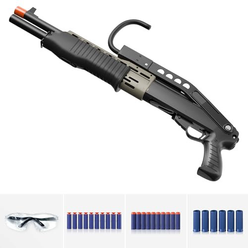 Schaumstoff-Blaster, Spielzeugpistole, Soft Foam Bulletshotgun, Toy Foam Blaster, Shell Ejecting Shotgun,Spielzeug-Schaum-Blaster Shell Ejecting, Schutzbrille, 10 Darts, 10-Dart Rotating Dru (SPAS 12)