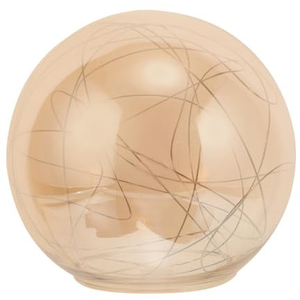 Lampenschirm Glas Rund Bernsteinfarben Mit Silbernem Aluminiumdraht Für Pendelleuchte, Wandleuchte, Kronleuchter, Durchmesser 150 Mm, Öffnung 65–70 Mm