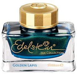 Pelikan Tintenglas Edelstein® Ink Golden Lapis (Blau-Gold), 50 ml, 1 Glas Tinte für Kolbenfüllhalter, 302234